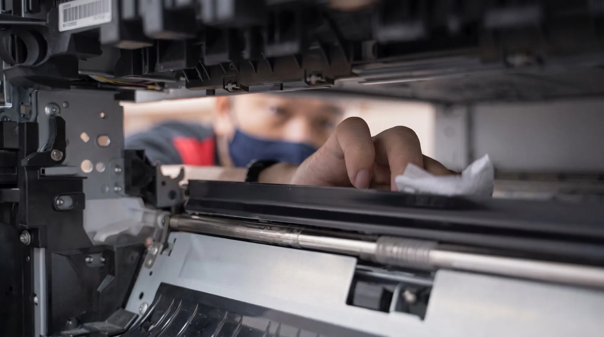 Checking inside the machine